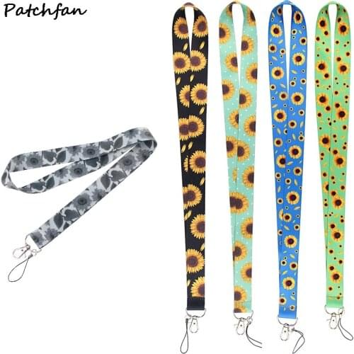 AD789 Patchfan Cartoon Sunflower Lanyard for keys ID Card Phone USB Badge Holders Phone Neck Straps webbing