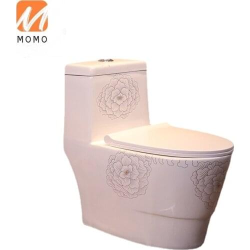 Spray siphon toilet, platinum peony European art toilet, siphon anti splash ceramic toilet in household toilet