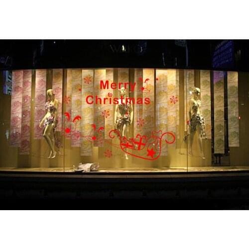 Snowflake Merry Christmas Deer Wall Stickers Shop OfficeWindow Decals Xmas Vinyl Art Wallpaper Home Decoration