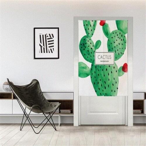 Modern occlusion partition linen curtains for door living room bedroom bathroom decoration plant print curtains+tube window