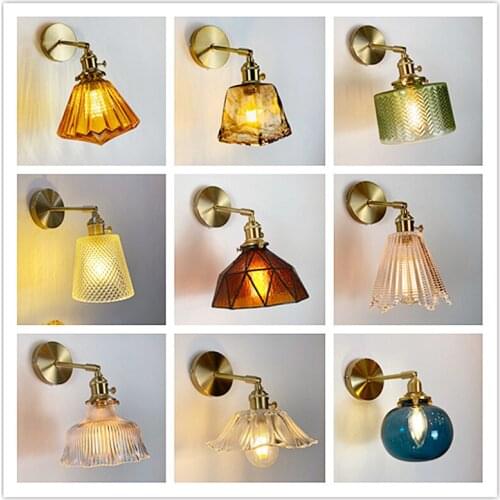 Nordic Glass Wall Lamp Modern Brass Bedside Led Mirror Light Fixtures for Indoor Hallway Bedroom Lamp Loft Industrial Home Decor