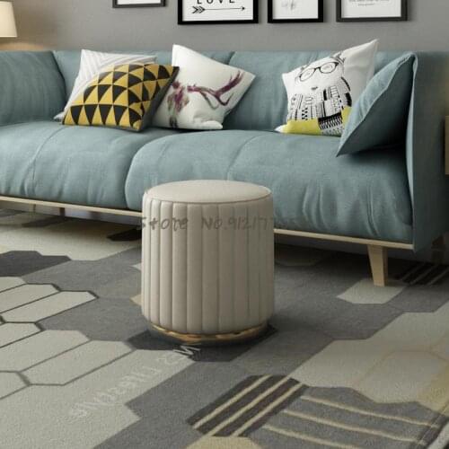 Makeup stool Nordic dressing table stool light luxury chair bedroom sofa shoes fashion living room net red round stool fabric