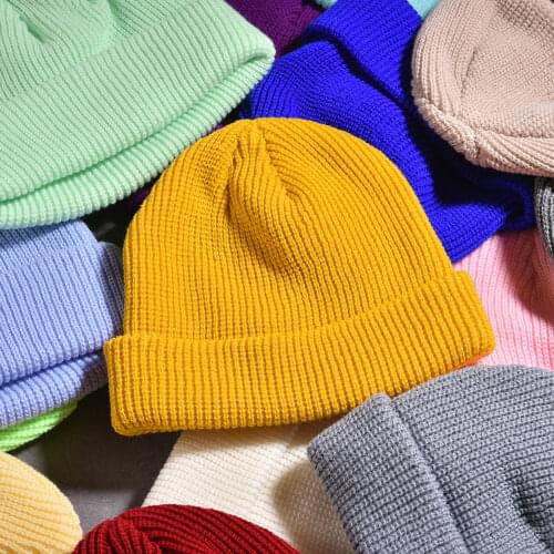 Winter Warm Beanies Hat Casual Short Thread Hip Hop Hat Adult Men Beanie Female Wool Knitted Beanie SkullCap Elastic Hats Unisex