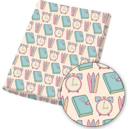 Back To School Theme Fabric Cotton Polyester Sewing Fabrics Printed DIY Cloth Home Textile Garment Making Supplies 45*145cm/pc