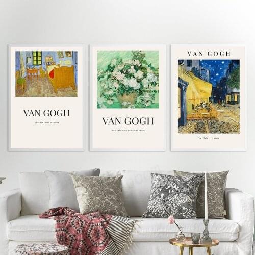 Van Gogh Cafe Terrace Art Classics Canvas Posters Print Abstract Still Life Vase Painting Wall Pictures Bedroom Interior Decor