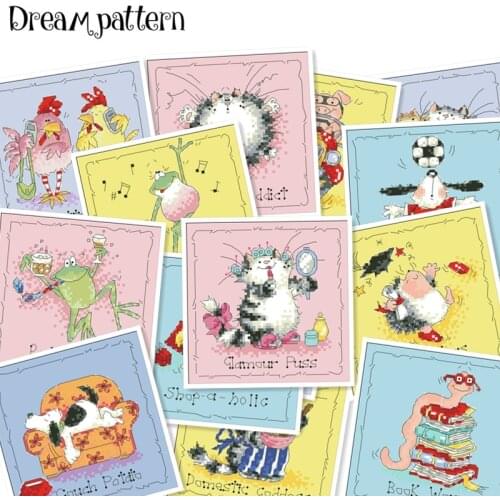 Cartoon animal cross stitch bunny dog frog package 18ct 14ct 11ct cloth cotton thread embroidery DIY handmade needlework