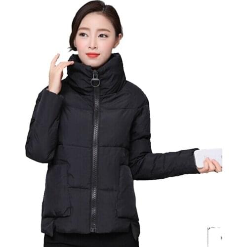 2018 Winter New Tide Womens Cotton Parkas Short Fashion Raglan Sleeve Slim Fiit Solid Color Padded Down Cotton Jacket