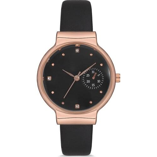 2020 top Brand Luxury Fashion Women 'S Black Leather Quartz Wrist watch Aqua Di Polo 1987 APWS007407