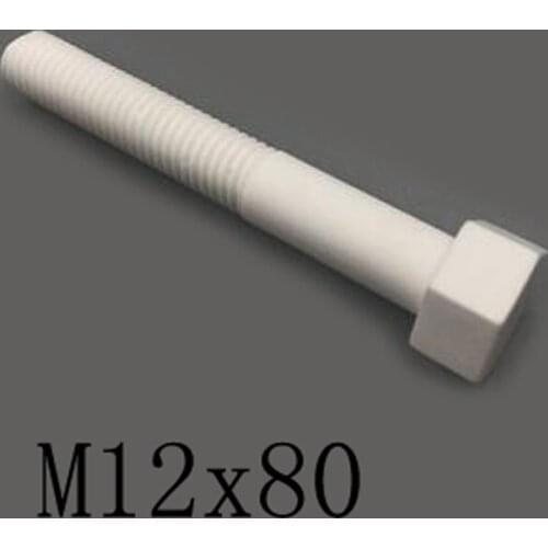 1pcs M12x80mm Hexagon Screw Ceramic Insulated Bolt High Temperature Corrosion Resistance Zirconin