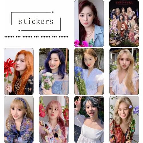 10PCS/SET KPOP TWICE MORE Crystal Card Stickers Lim Na Yeon Yoo JungYeon Momo Cover Photo Stick-On Bus Meal Cards Decoration A24