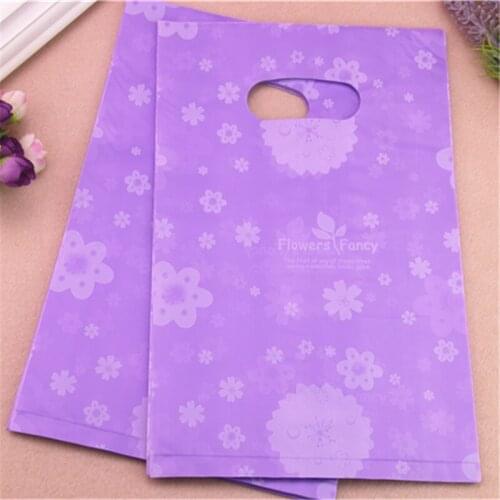 2017 New Style Wholesale 100pcs/lot 20*30cm Purple Fancy Flower Gift Packaging Bags Plastic New Year Present Packaging