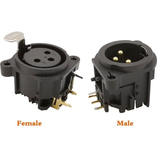 5Pcs 3Pin XLR PCB Plug Socket Connector Right Angle 3 Pole XLR Male & Female Plug Socket Panel Mount Chassis Adapter