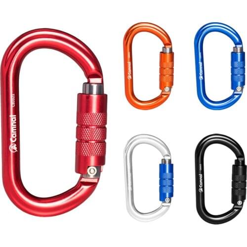 5pcs Outdoor D-Shape Aluminum Rock Climbing Hiking Auto Lock Carabiner 25KN