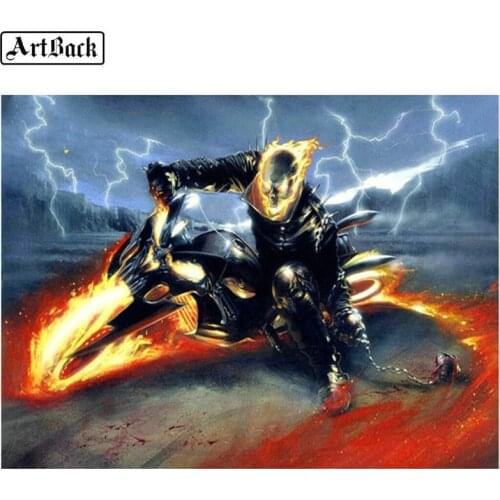 5D Diamond Painting Motorcyclist Full Square / Round Drill Fire Truck Diamond Embroidery Diy 3d Rhinestone Mosaic