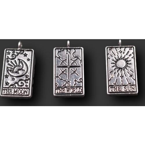 6pcs Divination Tarot Card Reading Card/The Moon/The Sun/The World/Pendant DIY Charm Bracelet Necklace Jewelry Craft Making P683
