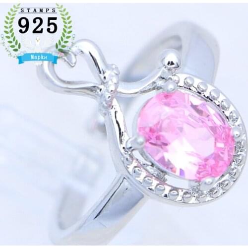 925 Sterling Silver Jewelry Pink Stone Adjustable Size Ring Romantic Wedding Ring for Girls