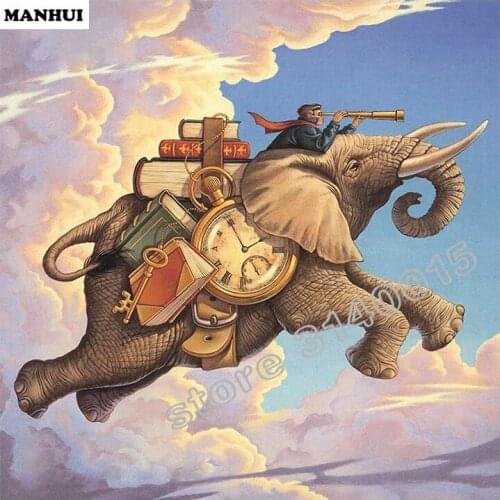 3D Diamond Painting Handmade Cross Stitch Kit Diamond Embroidery Flying elephant 5D Diamond Mosaic Paste Pattern Beads ABC270