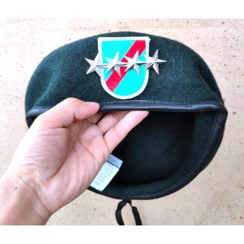 United States US Army 20th Special Forces Group Wool Green Beret OFFICER 4 STAR GENERAL RANK BADGES INSIGNIA Military Hat
