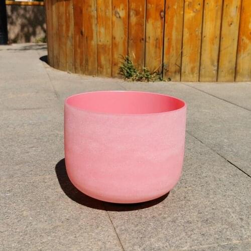 F note Pink Color Heart Chakra Quartz Frosted crystal singing bowl 10 inch for sound therapy