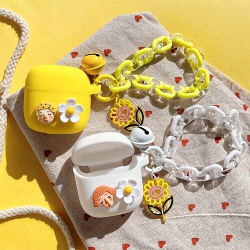 Flower Earphone Cover for JBL TUNE 225TWS Case with Keychain Bracelet Earphone Case for JBL T220TWS Wireless Headset Portable