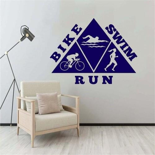 Diving Triathlon Wall Sticker Decal Swimming Posters Decor Mural Triathlon Decal Vinyl Wall Decals ov144