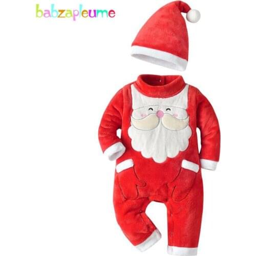 2Piece Kids Winter Clothes Newborn Outfit Baby Boys Clothing Sets Soft Fleece Warm Cartoon Cute Santa Claus Jumpsuit+Hat 1959-1