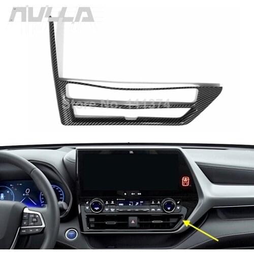 For Toyota Highlander Kluger 2021 2022 Carbon Car Interior Air Conditioner Outlet AC Vent Decoration Cover Trim Accessories
