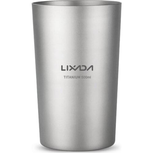 Lixada Double Wall Titanium Beer Cup Water Juice Tea Cup Mug for Home Office Camping Hiking Backpacking