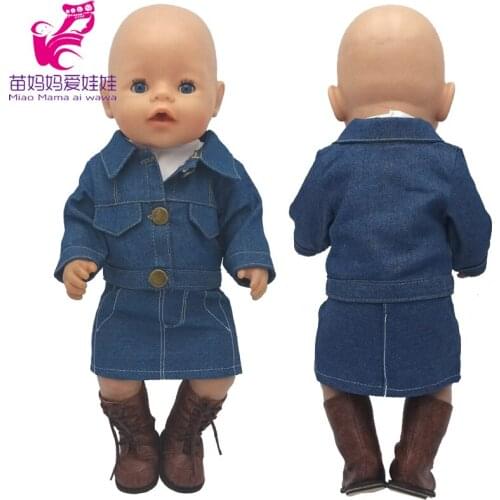 Baby Doll Clothes Jeans Jacket Set 17" Reborn Dolls Coat Children Girl Birthday Gifts Toys Clothing