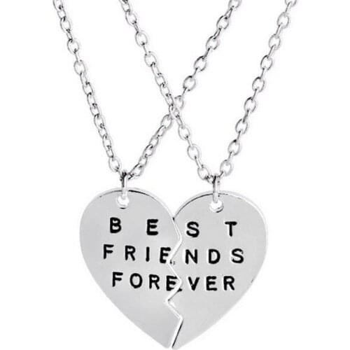 Euro-American Hot Sale BFF Best Friends Forever Necklace Fashion Silver Plated Pendants Jewelry For Friend Gifts Wholesale 20set