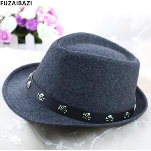 FUZAIBAZI Elegant Womens New Hat Spring Autumn Fashion Trend Skull Fedoras For Panama Brands Sombreros Vintage Leisure Cap