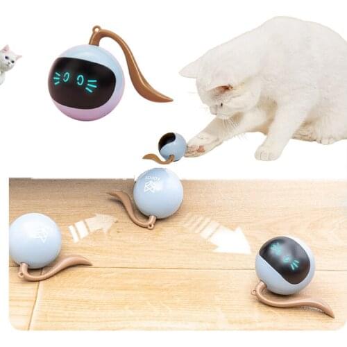 Pet Interactive Smart Cat Toy Colorful LED Personal Rotating Ball Toy USB Charging Kitten Ball Electronic Toy Cat Accessories