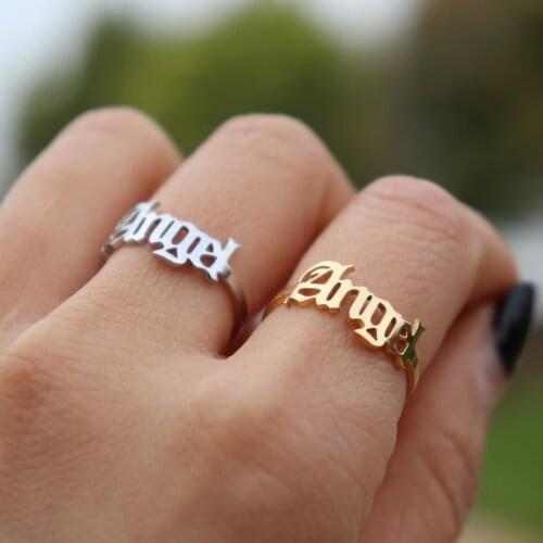 Angel Rings For Baby Girl Birthday Gift Old English Bijoux Femme Stainless Steel Jewelry Gold Wedding Rings Women