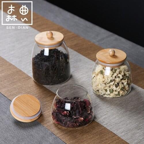 SENDIAN Japanese Style Thickened Glass Tea Caddy Handmade Fashionable Transparent Storage Tank 2021 Office Household Accessories