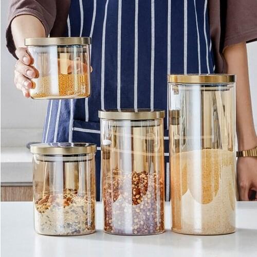 Storage Tank Food Container Transparent High Borosilicate Food Sealed Glass Tank Coffee Kitchen Miscellaneous Grain Organizer