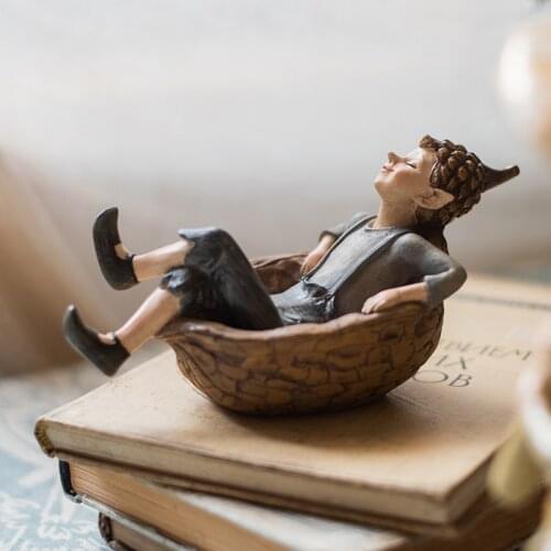 Forest Elf Hand Painted Resin Ornament Vintage Decor Fairy Garden Miniature Figurines Rustic Home Decoration Accessories