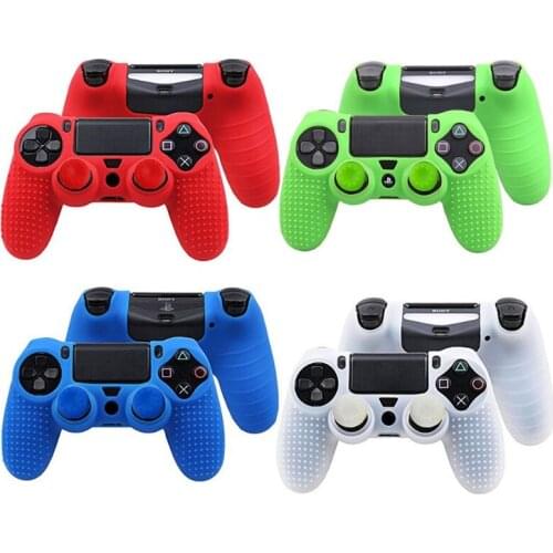 Soft Anti-Slip Silicone Cover Case + 2 Joystick Cap For Dualshock 4 PS4 Controller