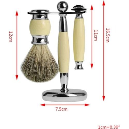 2021 New Men Manual Shaving Kit Beard Cleaning Brush Shaver Razor Stand Grooming Tool Set