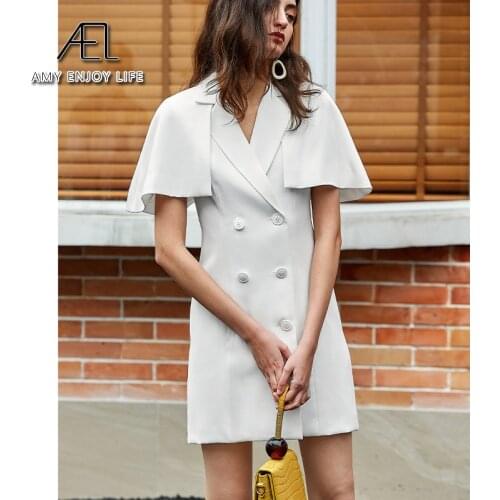 AEL blazer Dress For Women Cape sleeve High Waist party Mini Dresses 2020 elegant slim office lady Tide Clothing