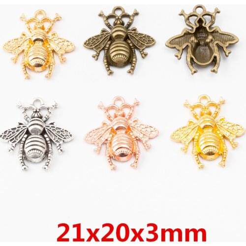 45 pieces of retro metal zinc alloy bee pendant for DIY handmade jewelry necklace making 6101