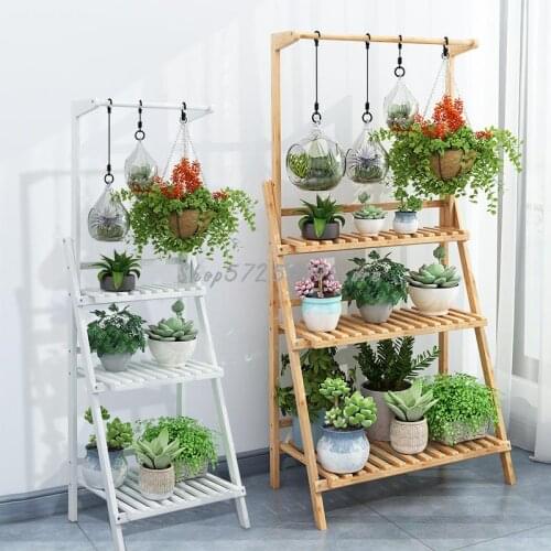 Balcony hanging flower shelf household multi-layer folding floor flower pot special offer interior decoration living room storag