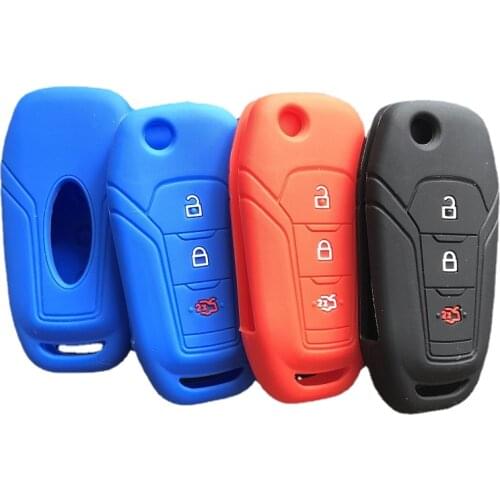 3 Button Silicon Key Rubber Case For Ford Flip Remote Key EVEREST Ecosport Fusion Mondeo Ranger Escape Interior Accessory
