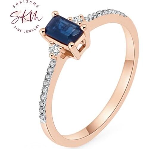 SKM Vintage brand designer sapphire rings 14k rose gold rings for women Engagement rings designer Promise Luxury Fine Jewelry