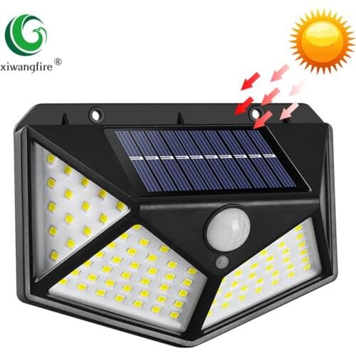 Solar Wall Lamp Drop Shipping 100 LED Solar Motion Sensor Light Outdoor Street for Garden Decor Sunlight Powered Waterproof
