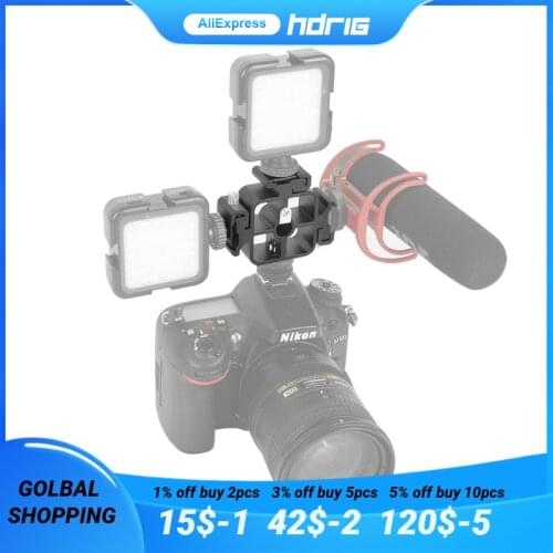 HDRiG Triple Cold Shoe Mount Flash Bracket For for Speedlight Led Lights LED Monitors Microphones