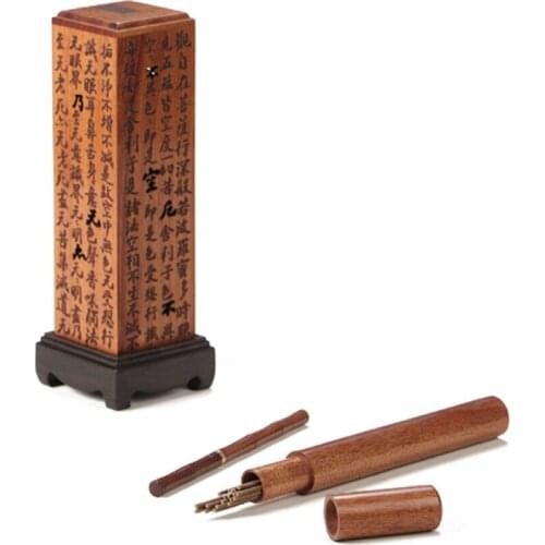Solid Wood Incense Aroma Burner Chinese Calligraphy Book The Heart Channel Of Hand-Shaoyin Lignaloo Stick Holder Table Decor