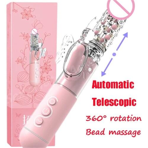 Telescopic Rotation Rabbit Butterfly Vibration Dildo Sex Toys Clitoris Stimulator G-spot Massager Female Masturbator ZG0060