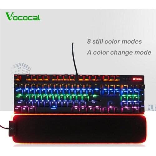 Vococal 47 x 10CM RGB Glowing LED Rubber Keyboard Wrist Rest Support Cushion Pad for LOL Gamers Typists Easy Typing Pain Relief