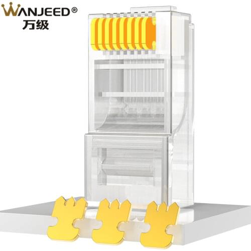 WANJEED CAT6 RJ45 Connector UTP 8P8C Gold-plated Network cable ethernet connector Modular Plug