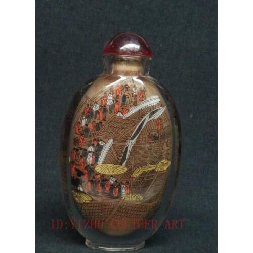 YIZHU CULTUER ART Unique Collection China Glass Internal Painting Figure Landscape Snuff Bottles